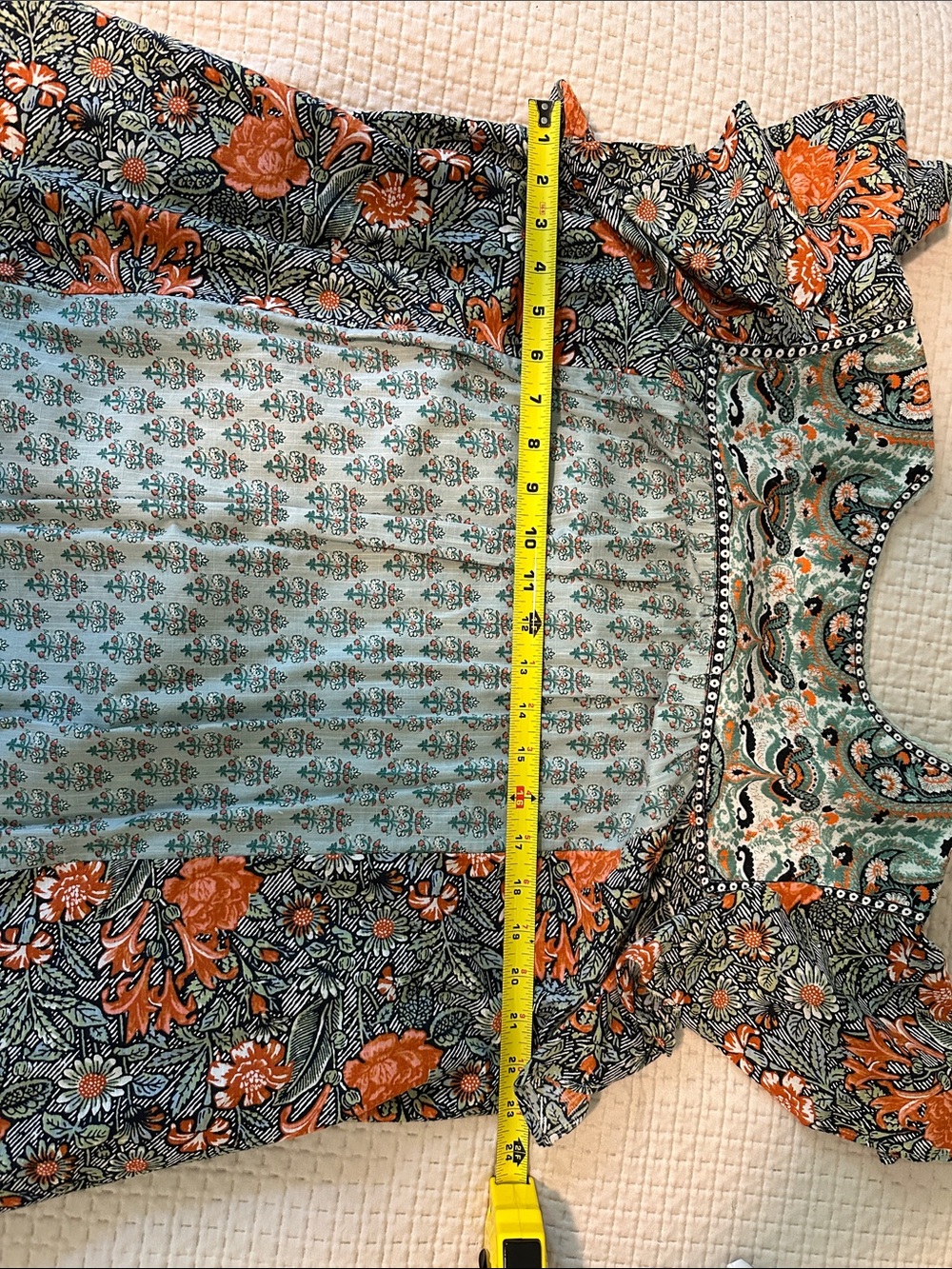 Anthropologie Green, Orange & Black Paisley Dress - Picture 6 of 8